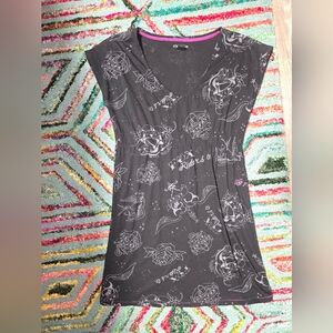 Fox Racing Womens Riding Hard Mini‎ Dress Size MD Black With Grey Graphics. EUC